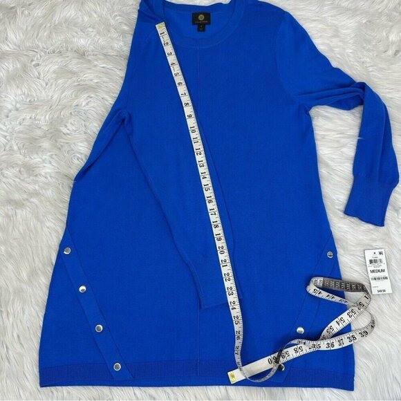 JM Collection Women's NWT Seaport Blue Crew Neck Modern Tunic Knit Sweater M/C36 - Picture 12 of 12
